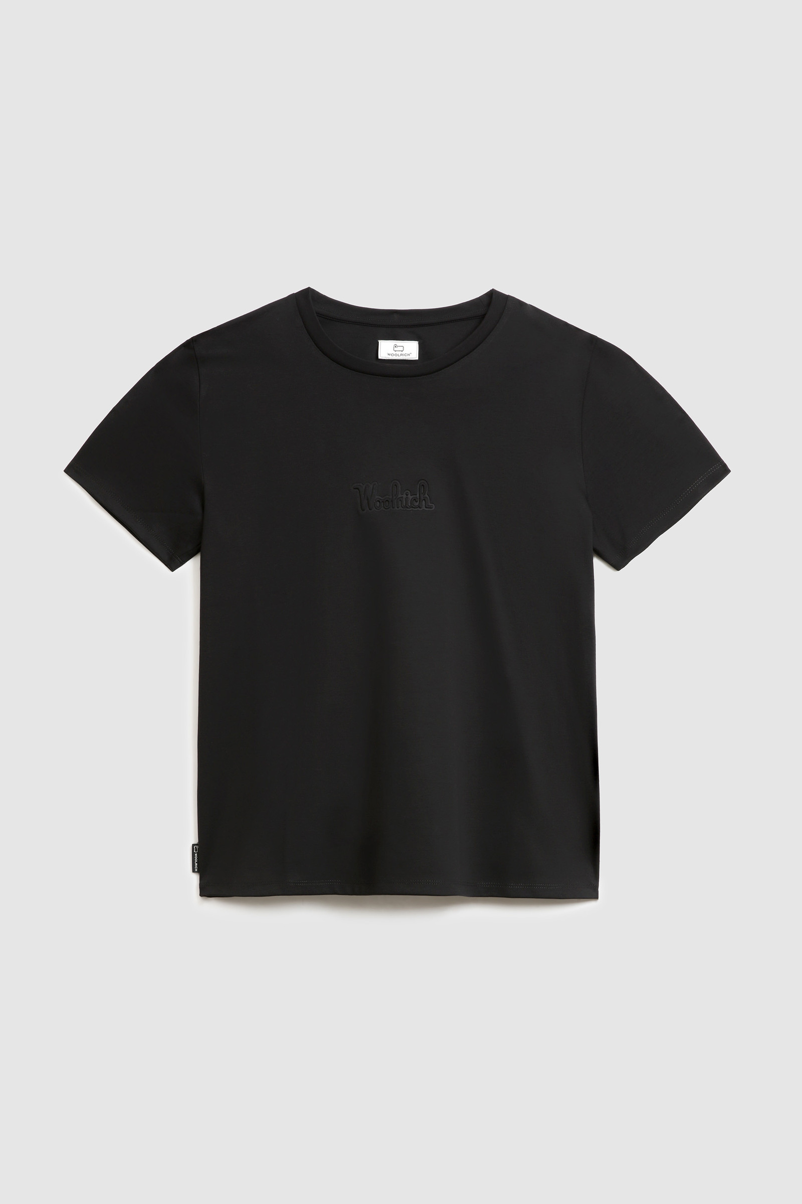 T-Shirt aus Stretch-Baumwolle mit geprägtem Vintage-Logo Schwarz photo 4 | Woolrich