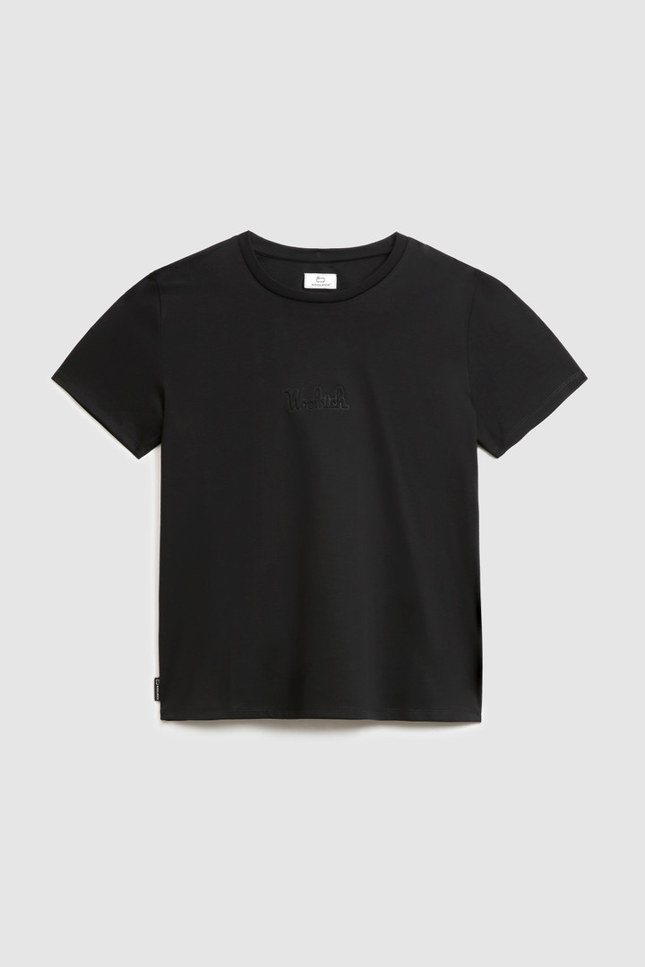 T-Shirt aus Stretch-Baumwolle mit geprägtem Vintage-Logo Schwarz photo 4 | Woolrich