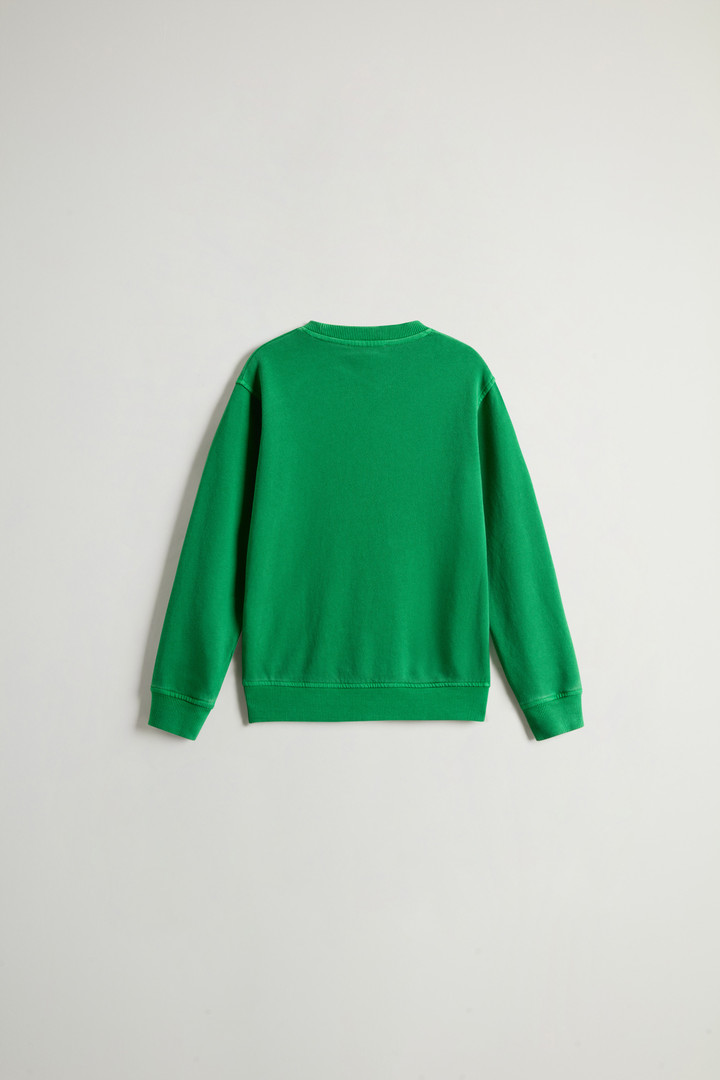 Stückgefärbtes Rundhals-Sweatshirt aus reiner Baumwolle für Jungen Grün photo 2 | Woolrich