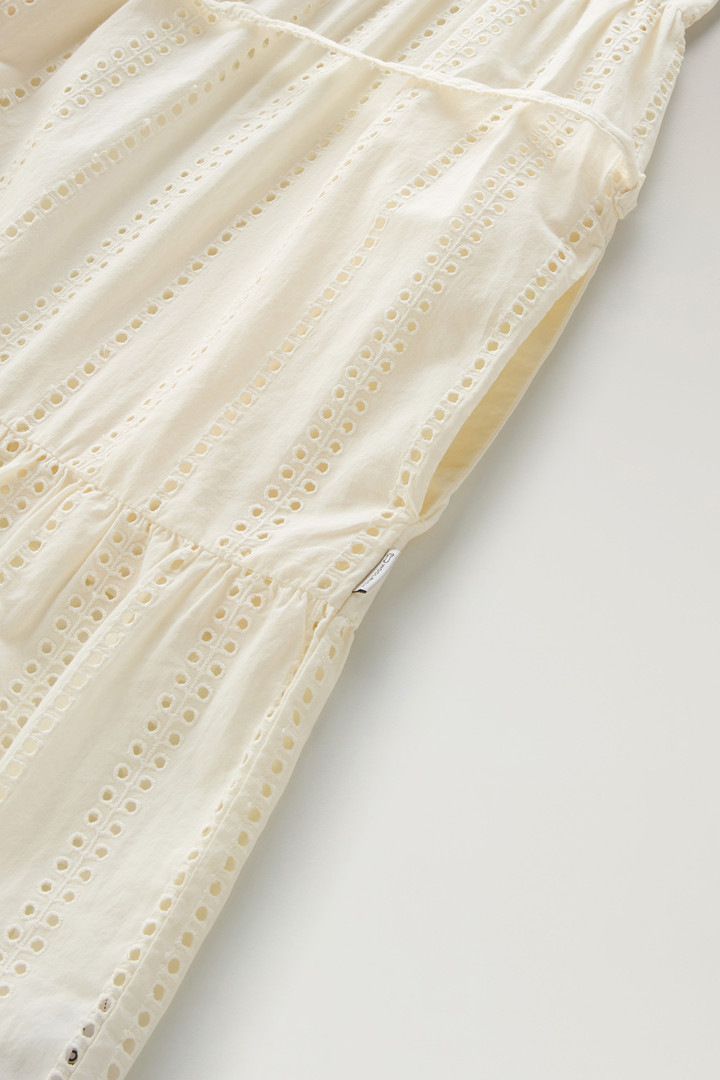 Kurzes Kleid aus reiner Baumwolle mit Lochstickerei Weiß photo 7 | Woolrich