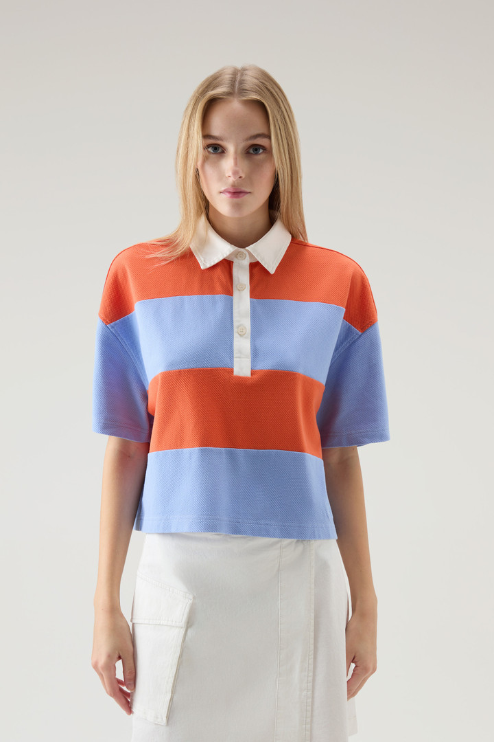 Polo-Shirt aus reinem Baumwoll-Piqué mit Streifen Blau photo 1 | Woolrich