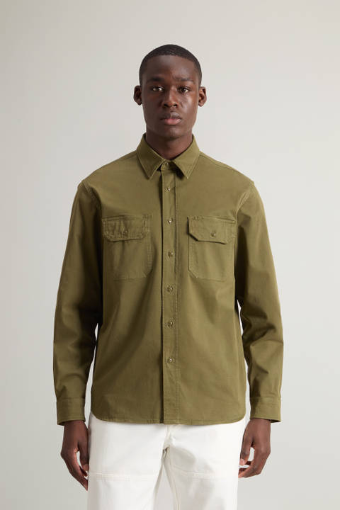 Chemise teinte en pièce en coton élastique Vert | Woolrich