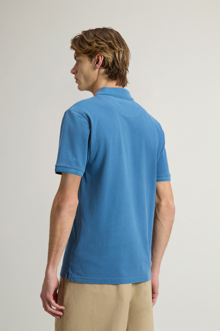 Garment-Dyed Mackinack Polo in Stretch Cotton Piquet Blue photo 3 | Woolrich