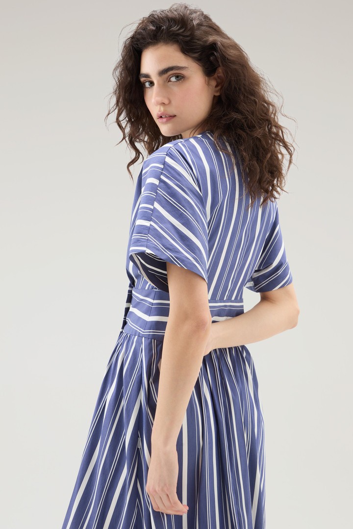 Striped Dress in Cotton Blend Poplin Blue photo 4 | Woolrich