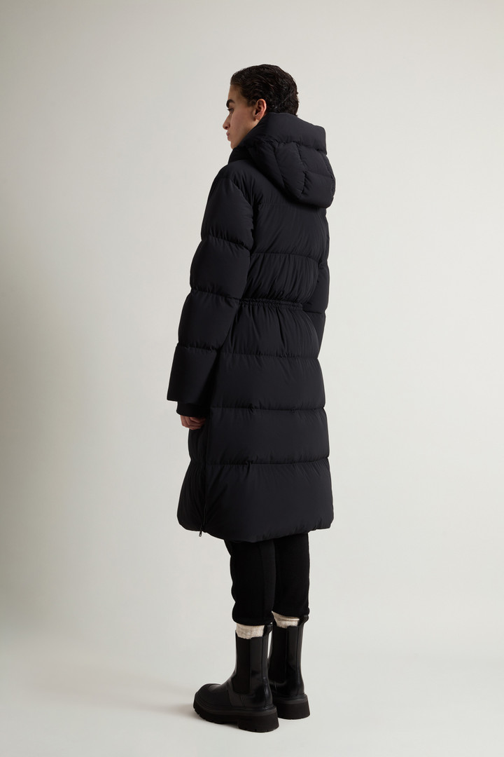 Long Quilted Stretch Nylon Parka with Removable Hood Black photo 3 | Woolrich