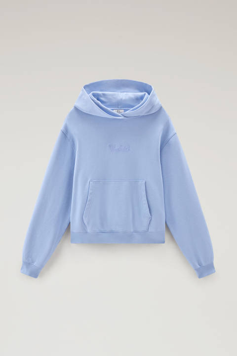 Sweatshirt in Pure Cotton with Hood and Embroidered Logo Blue photo 2 | Woolrich