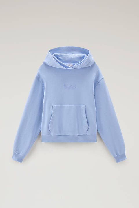 Sweat-shirt en pur coton à capuche et logo brodé Bleu photo 2 | Woolrich