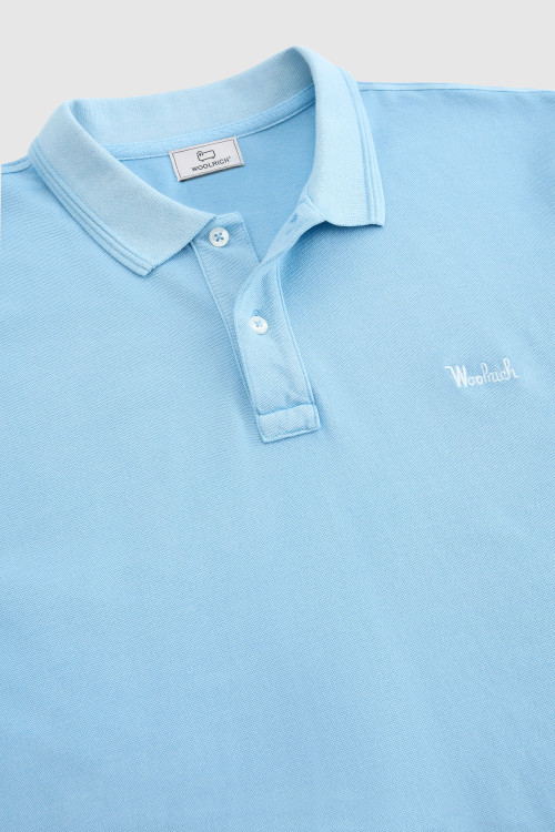 Mackinack Polo Shirt in Garment-Dyed Piquet Cotton Blue photo 2 | Woolrich