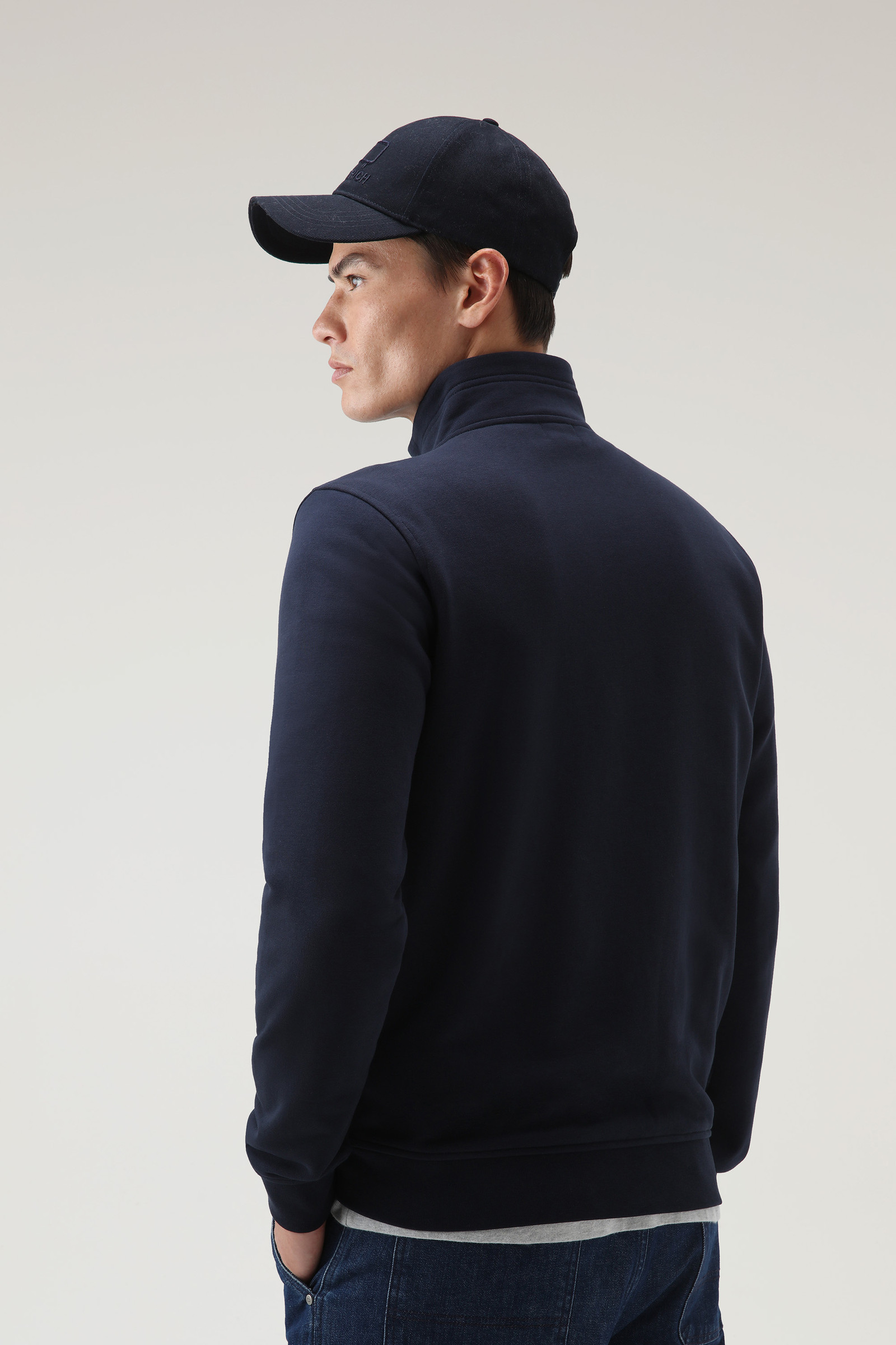 Klassieke sweater met volledige rits van een katoenmix blauw photo 3 | Woolrich