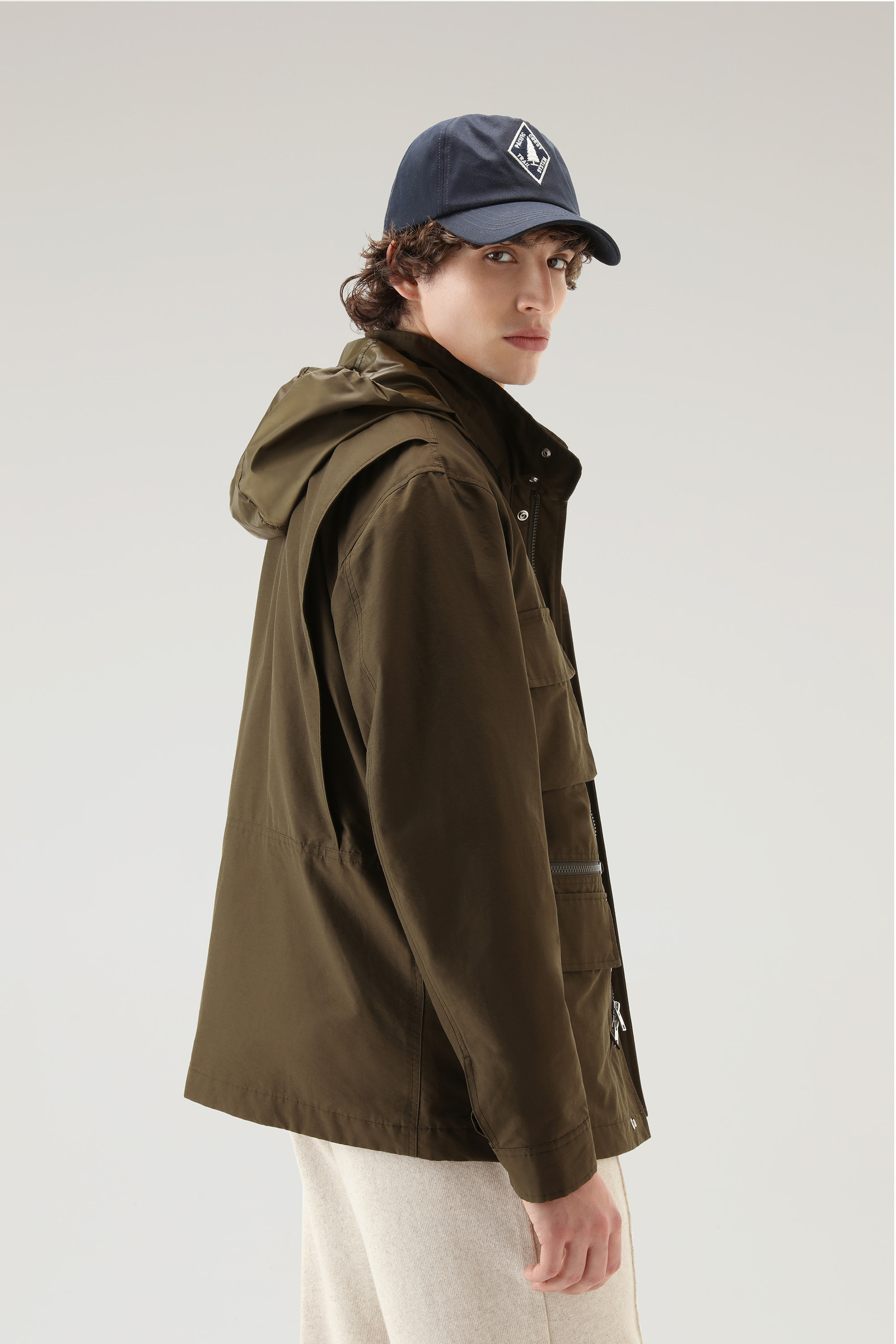 Men's Cruiser Field Jacket in Light Eco Ramar with Foldable Hood Green ...