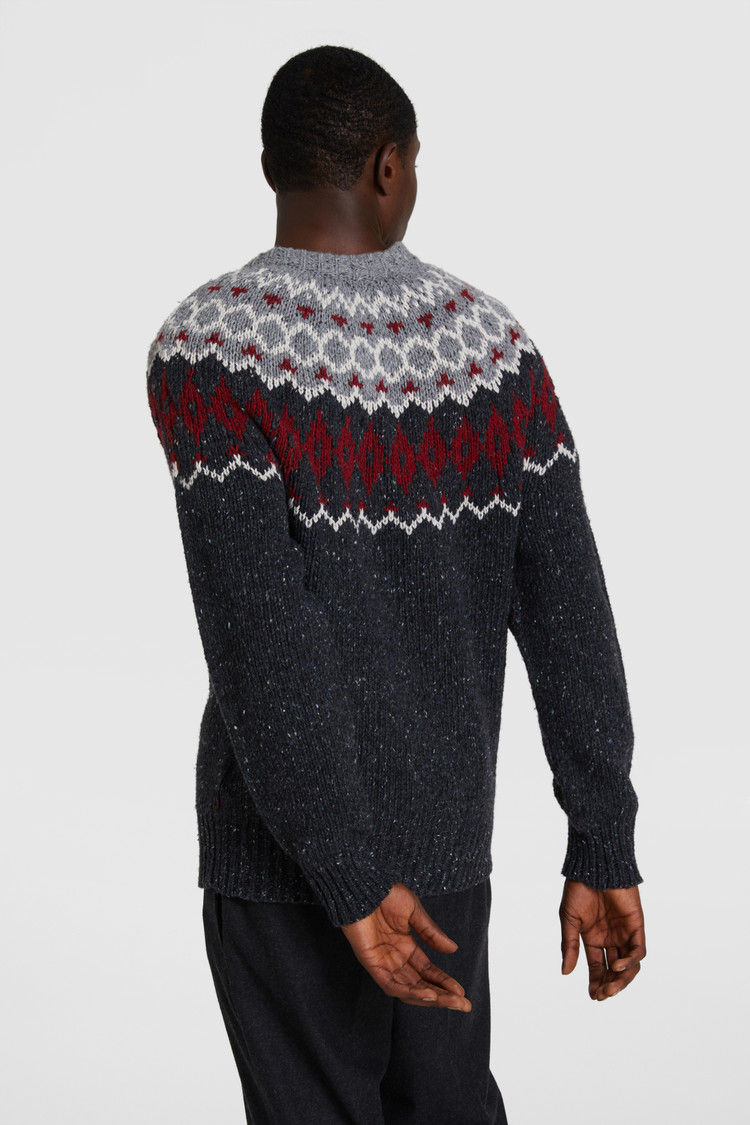 Maglione girocollo jacquard misto lana