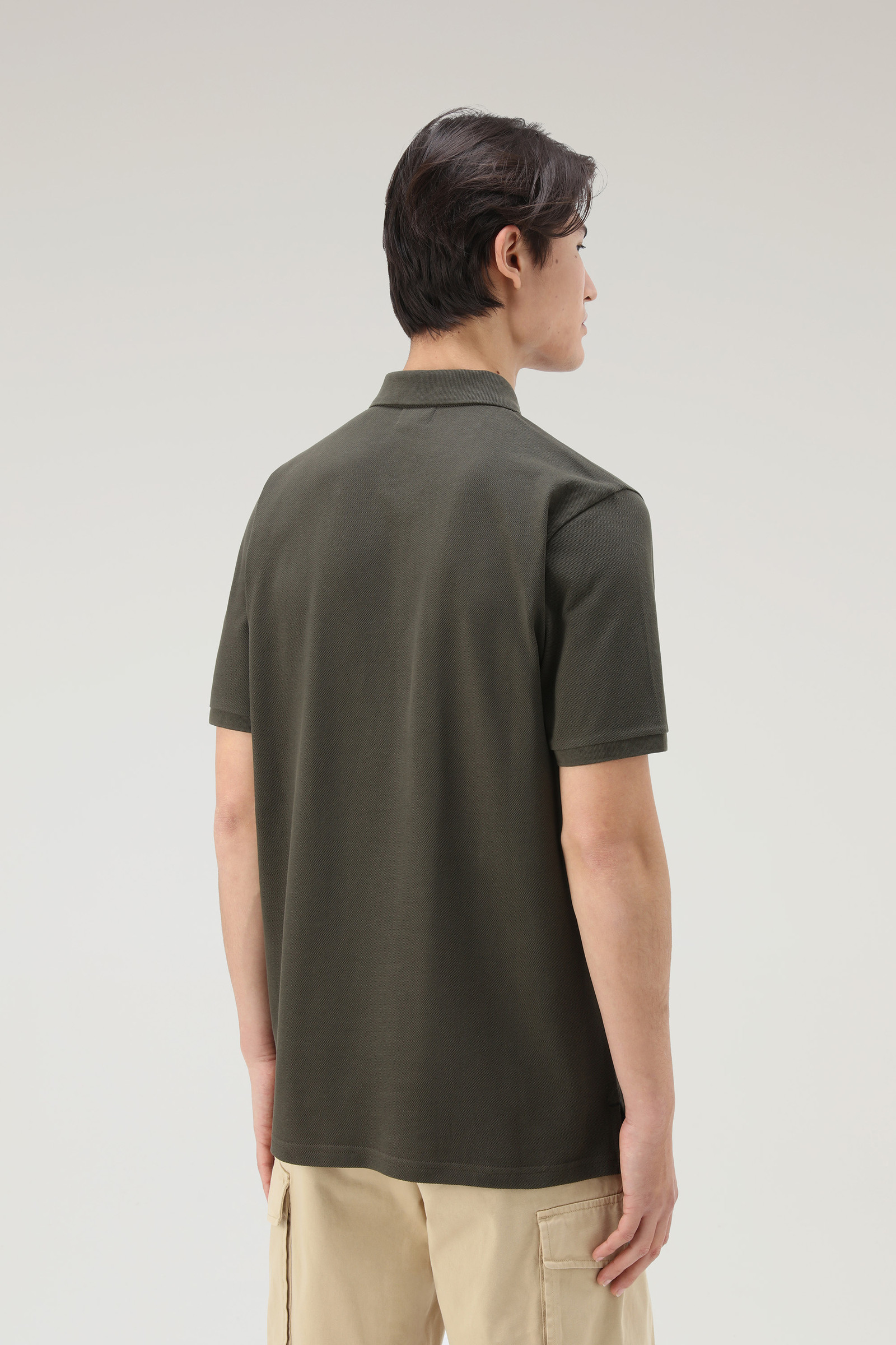 Polo en piqué de pur coton vert photo 3 | Woolrich