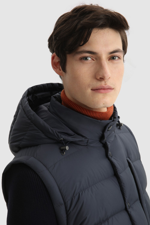Giacca Sierra con cappuccio e maniche removibili in lana blu photo 2 | Woolrich