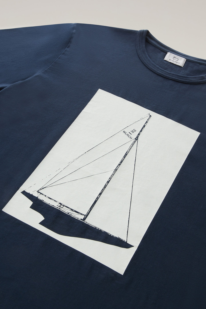 Pure Cotton Nautical Print T-Shirt Blue photo 7 | Woolrich