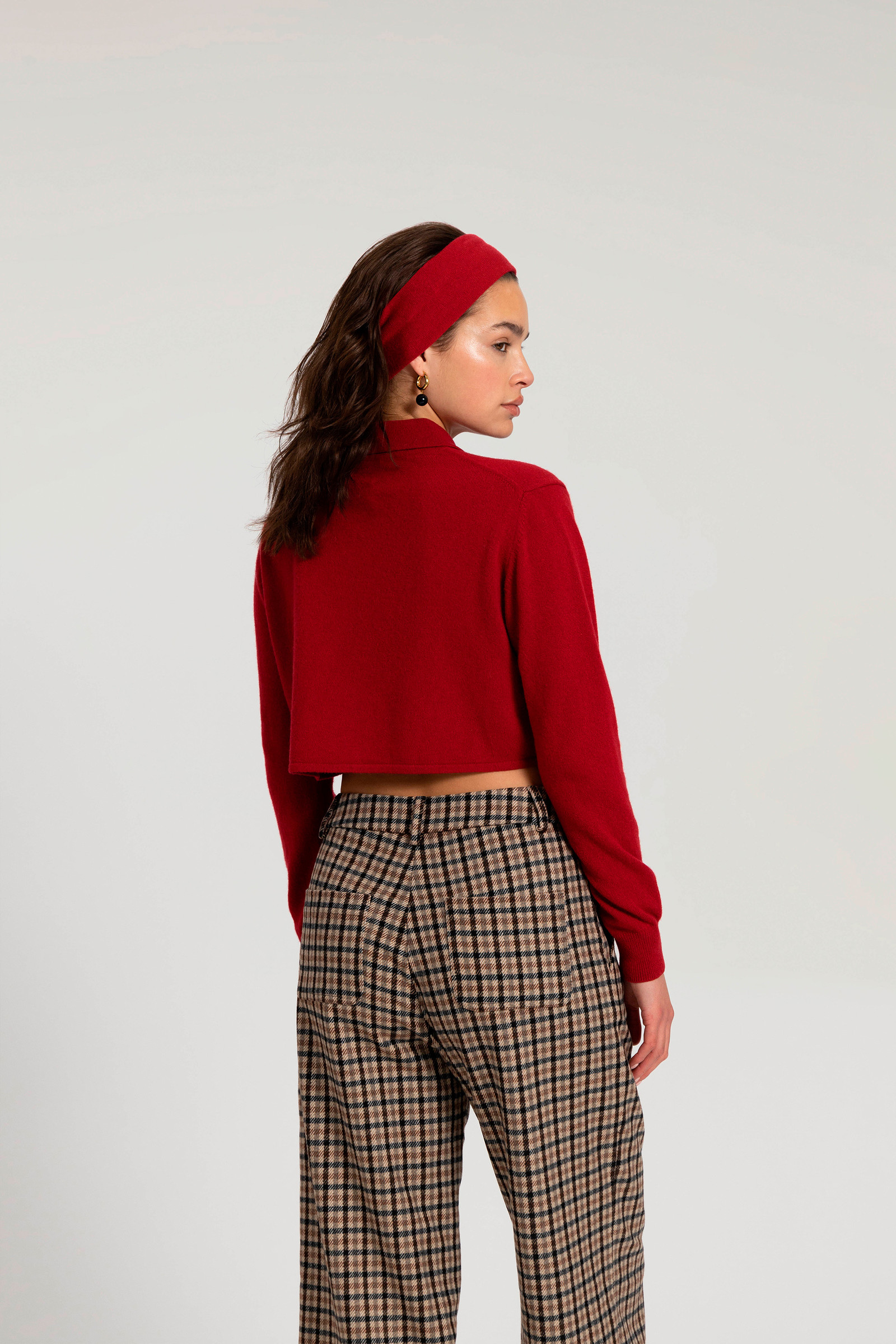 Bauchfreies Poloshirt aus einer Schurwollemischung mit passendem Band - Daniëlle Cathari / Woolrich rot photo 4 | Woolrich