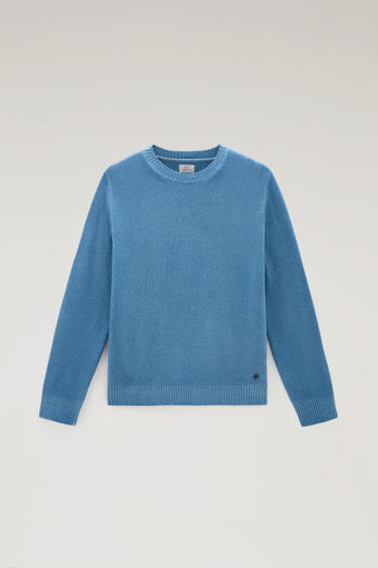 Garment-dyed Crewneck in Pure Virgin Wool Blue | Woolrich