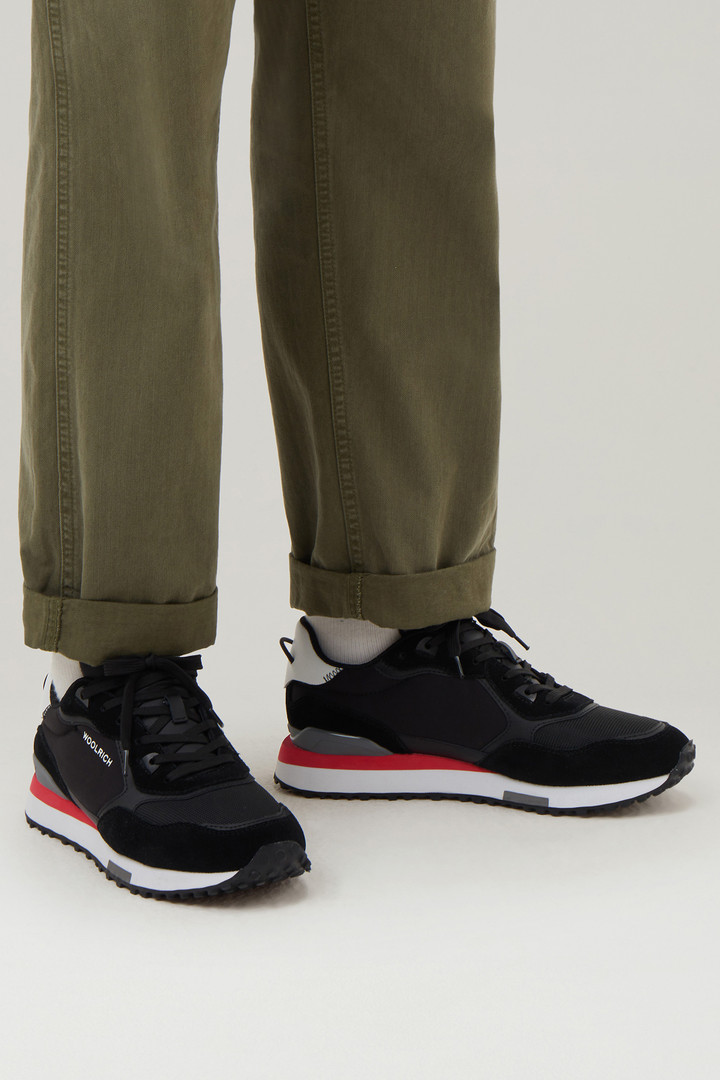Retro-Sneaker aus Veloursleder mit Nylon-Details Schwarz photo 6 | Woolrich
