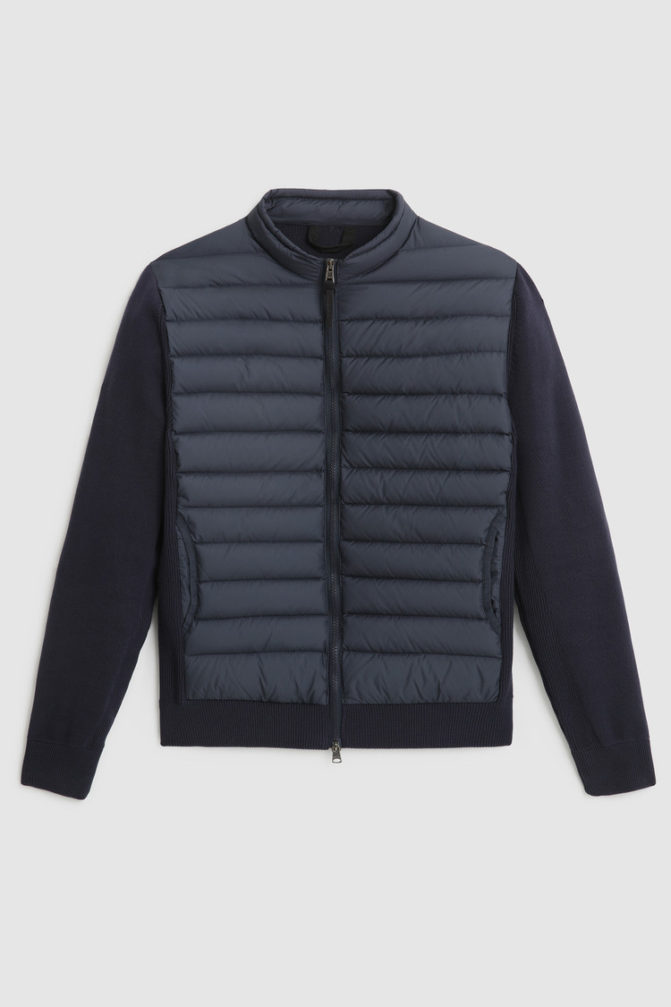 Quilted Track jacket with knit sleeves