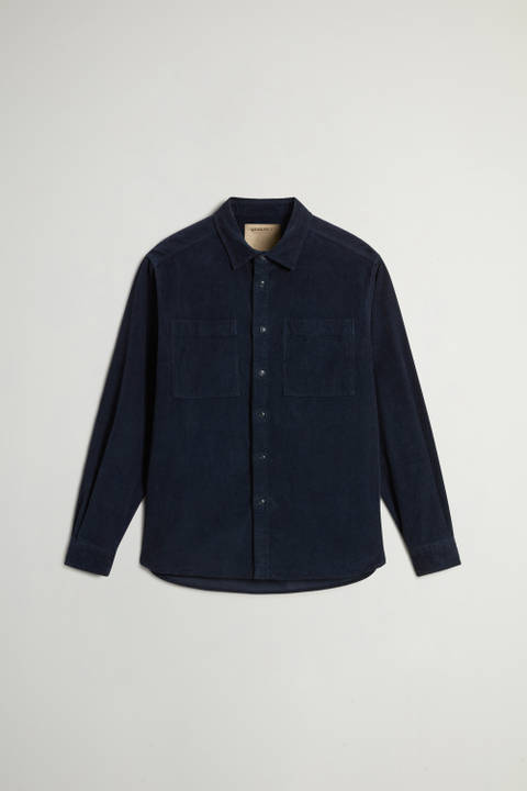 Stückgefärbtes Overshirt aus Cordsamt Blau photo 2 | Woolrich