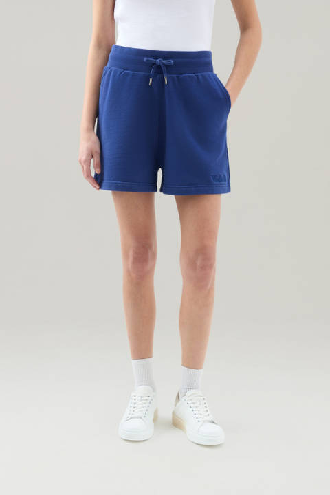 Bermuda Sports Shorts in Pure Cotton Fleece with Drawstring Blue | Woolrich