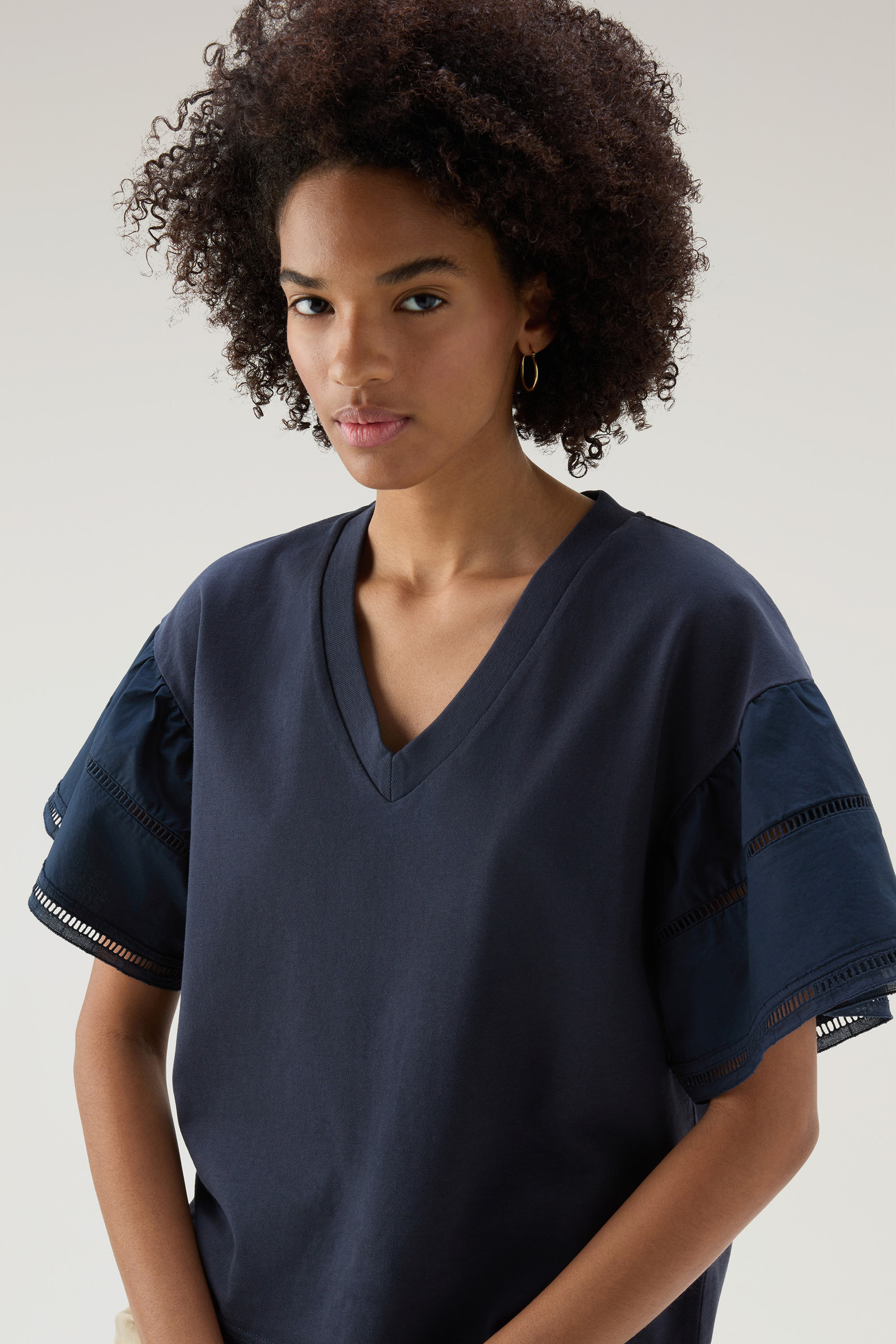 Lakeside T-shirt in Pure Cotton with Puff Sleeves Blue photo 4 | Woolrich