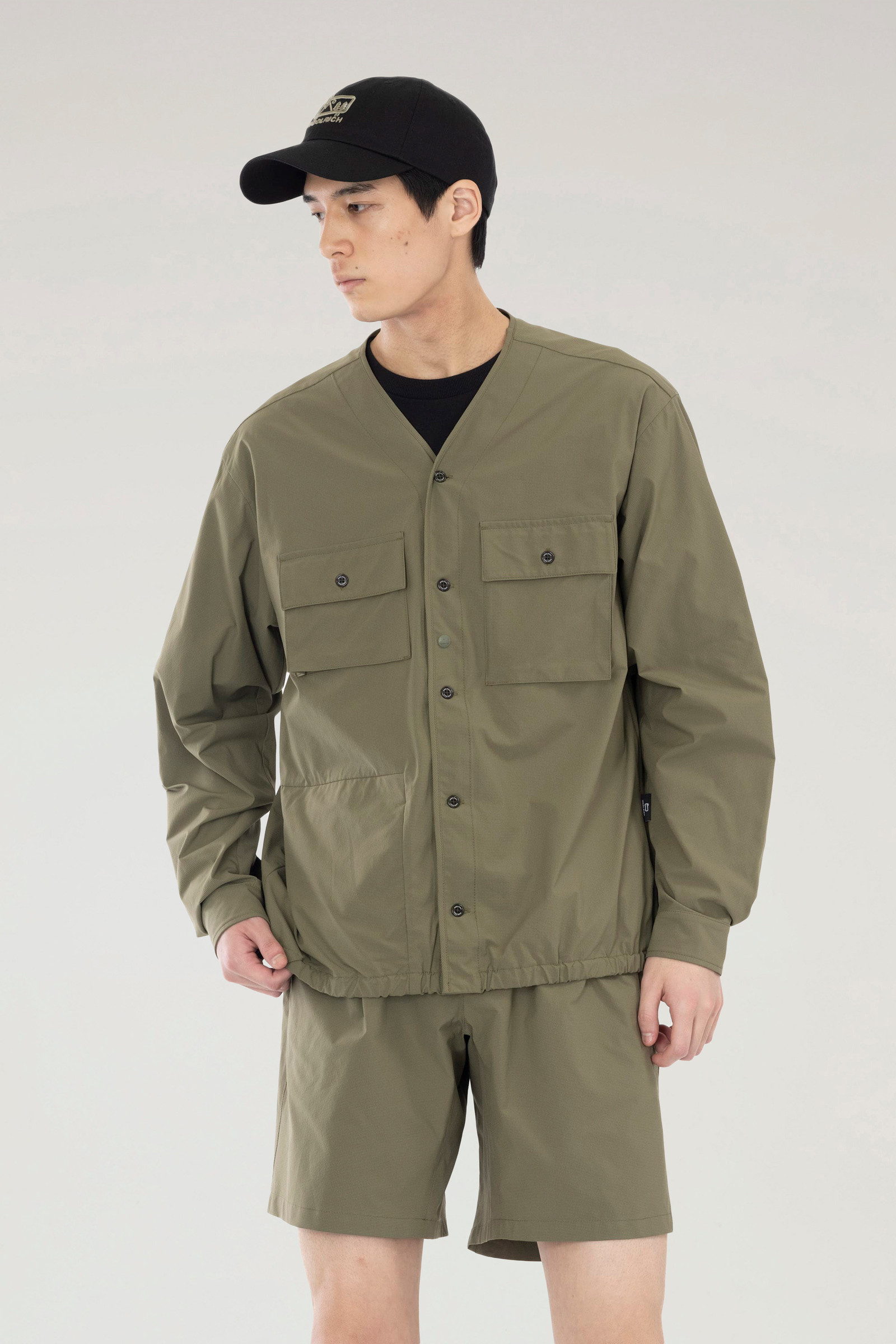 High Aeration Cardigan in Stretch Ripstop Green | Woolrich