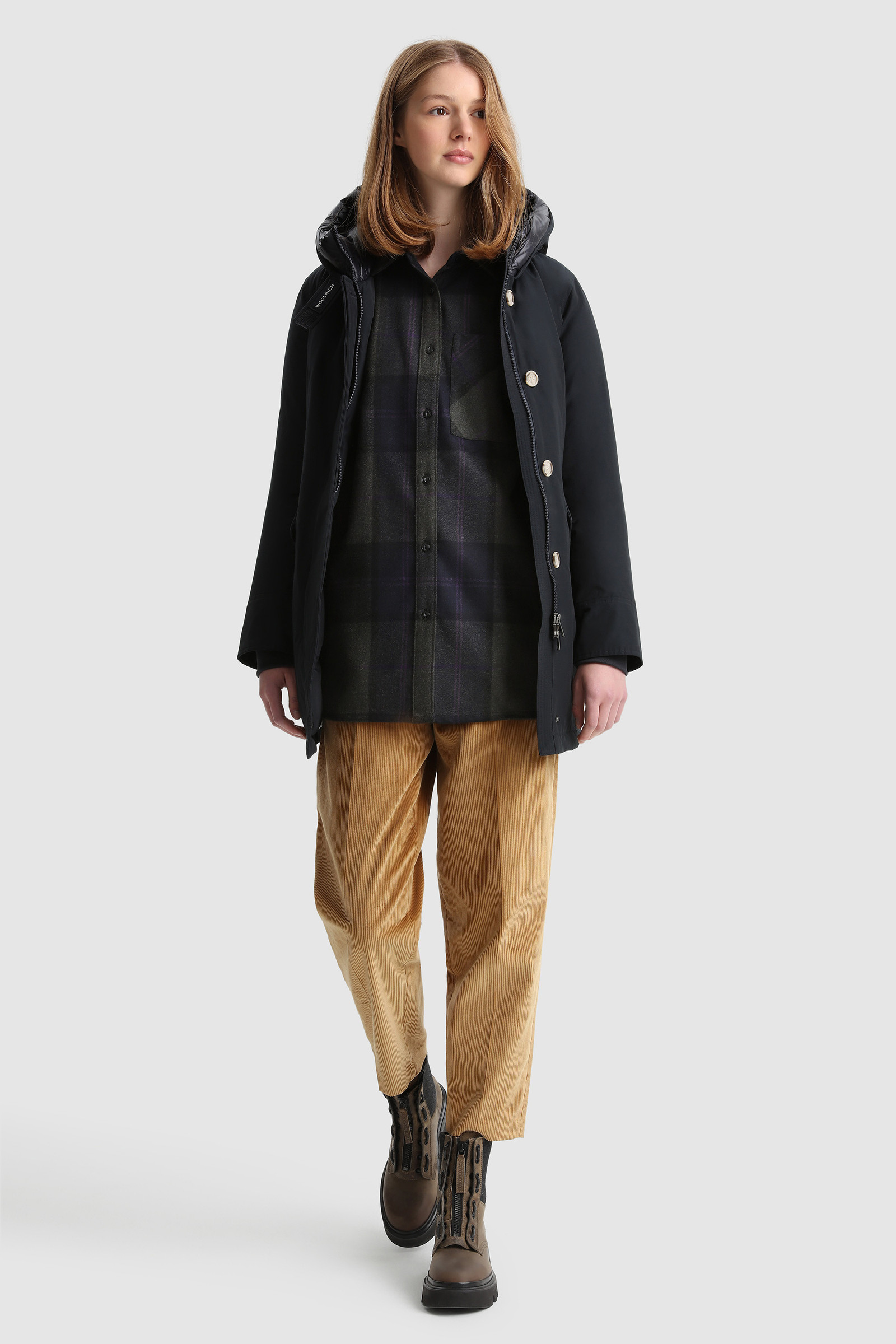 Wool Blend Boyfriend Flannel Shirt - Made in Usa Green photo 2 | Woolrich