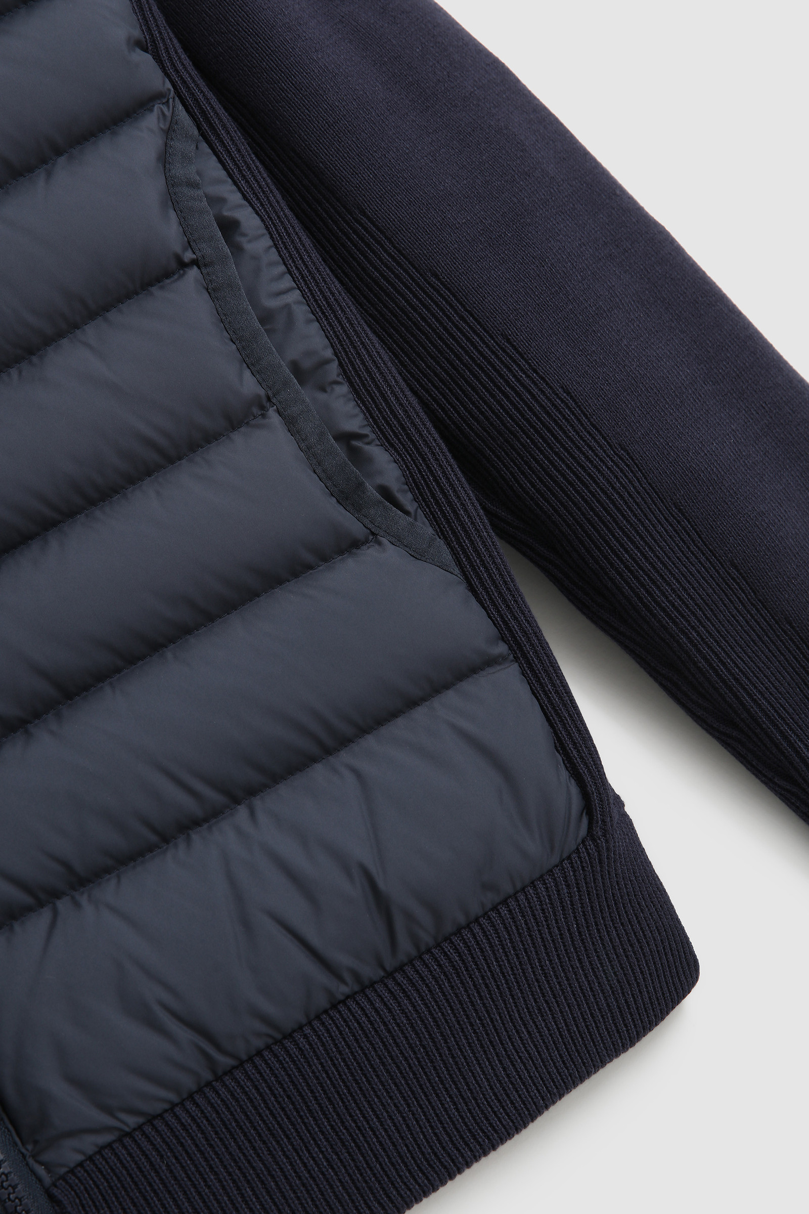 Quilted Track jacket with knit sleeves