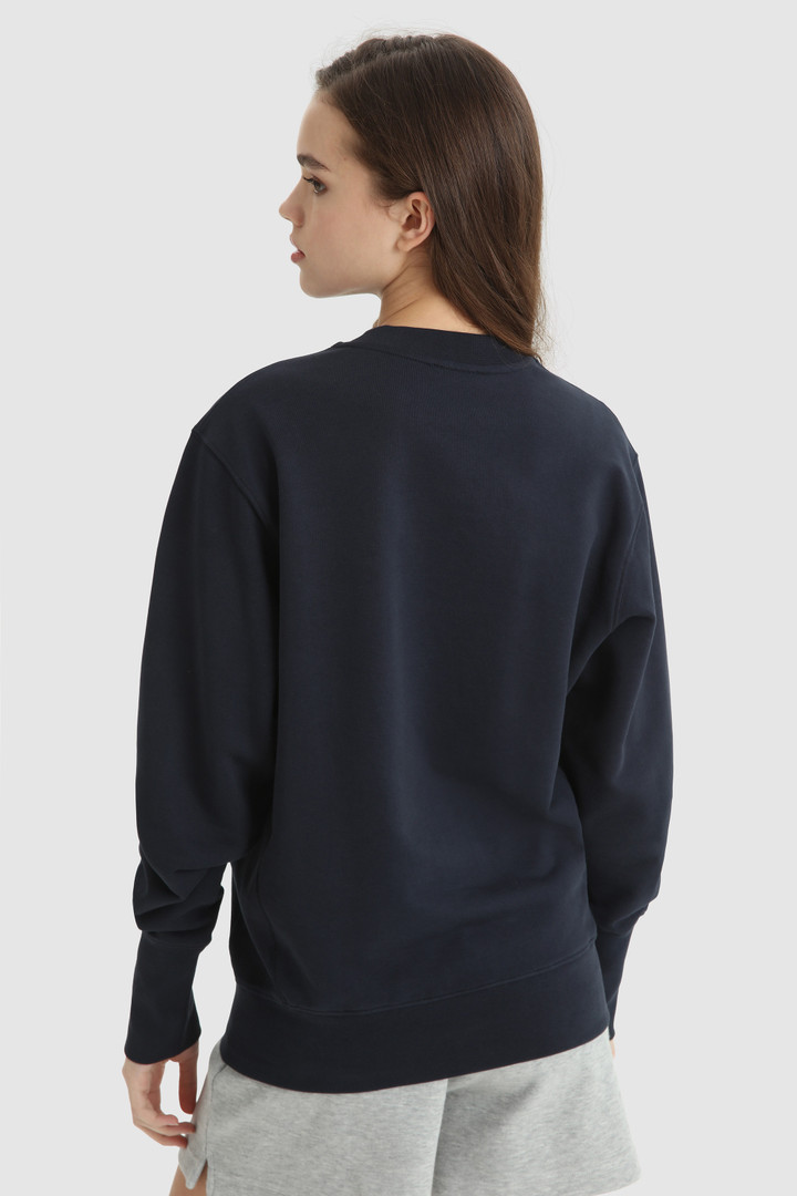 Sudadera de cuello redondo con logotipo frontal bordado azul photo 3 | Woolrich