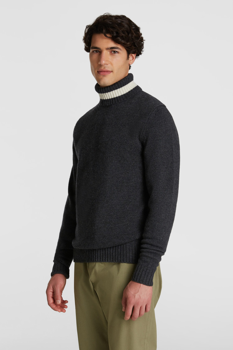 Color-block woolen coltrui