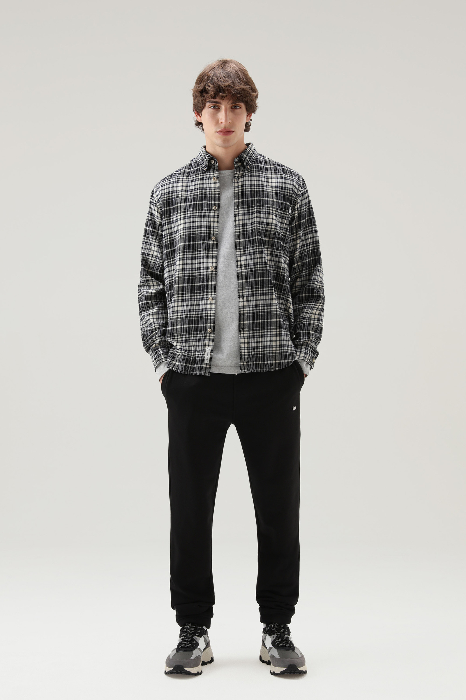 Leichtes Flanell-Shirt mit Madras-Muster Schwarz photo 2 | Woolrich