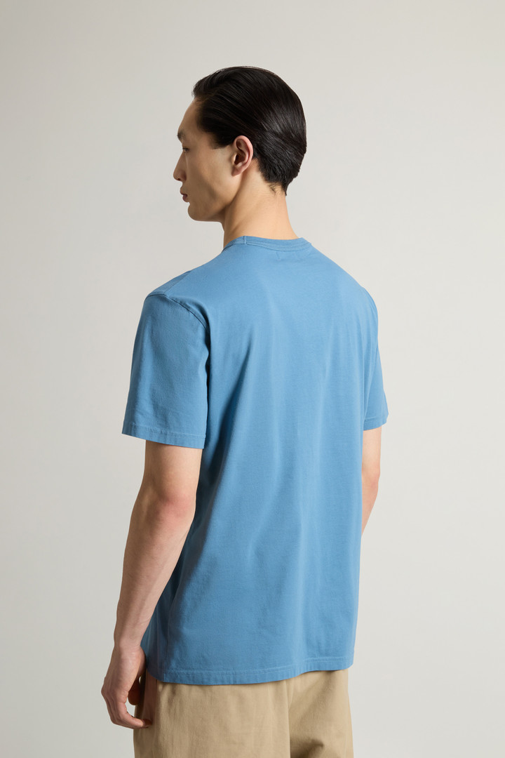 Pure Cotton T-Shirt with Logo Blue photo 2 | Woolrich