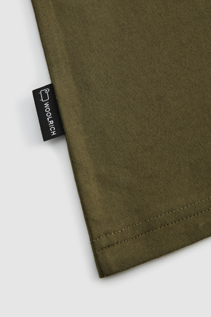 T-shirt en coton bio avec logo sur la poitrine vert photo 6 | Woolrich