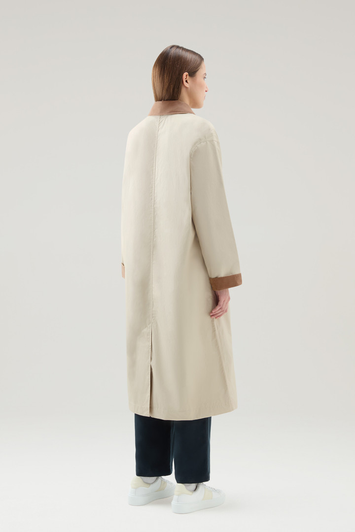 Waxed Trench Coat in Cotton Nylon Blend with Pointed Collar Beige photo 3 | Woolrich
