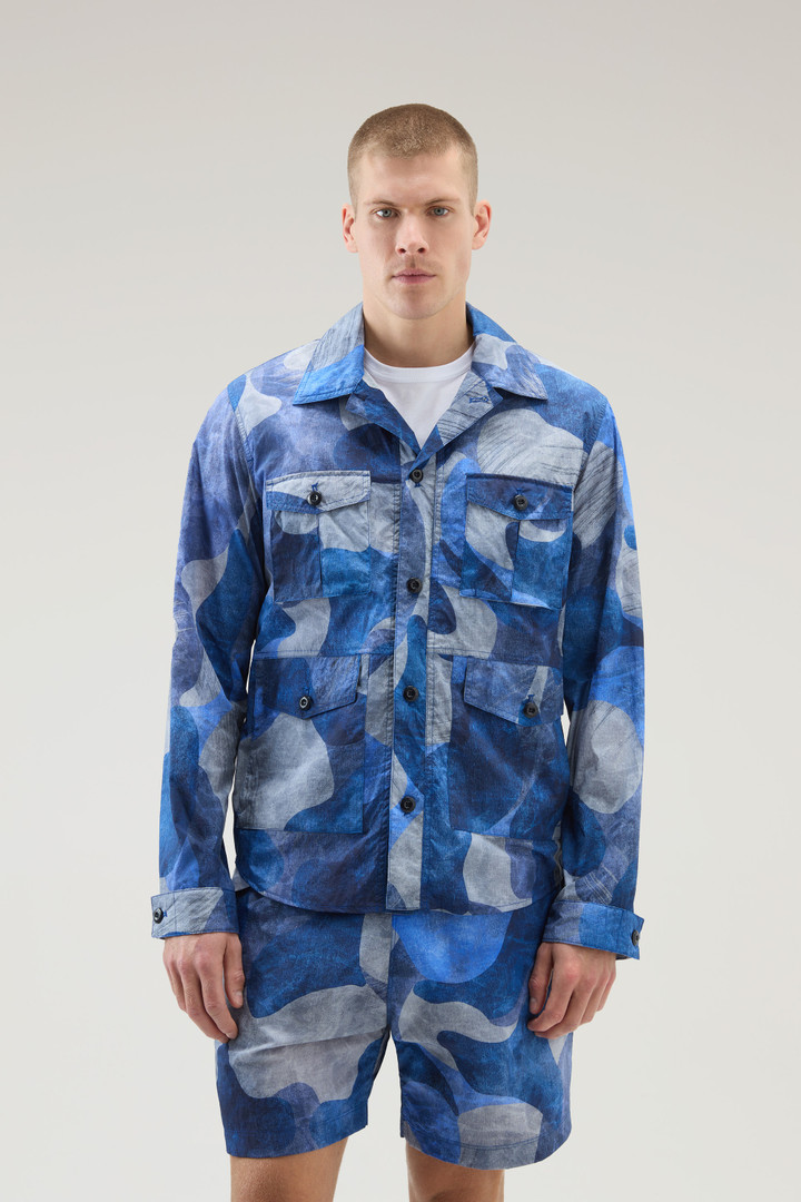 Camo Overshirt in Ripstop Crinkle Nylon Blue photo 1 | Woolrich