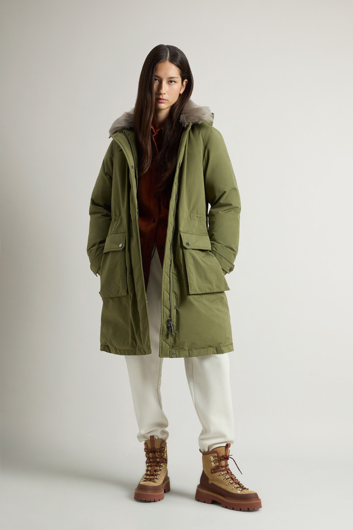 Women s Arctic Parka in Mountain Cloth with Removable Hood and Fur green Woolrich PT