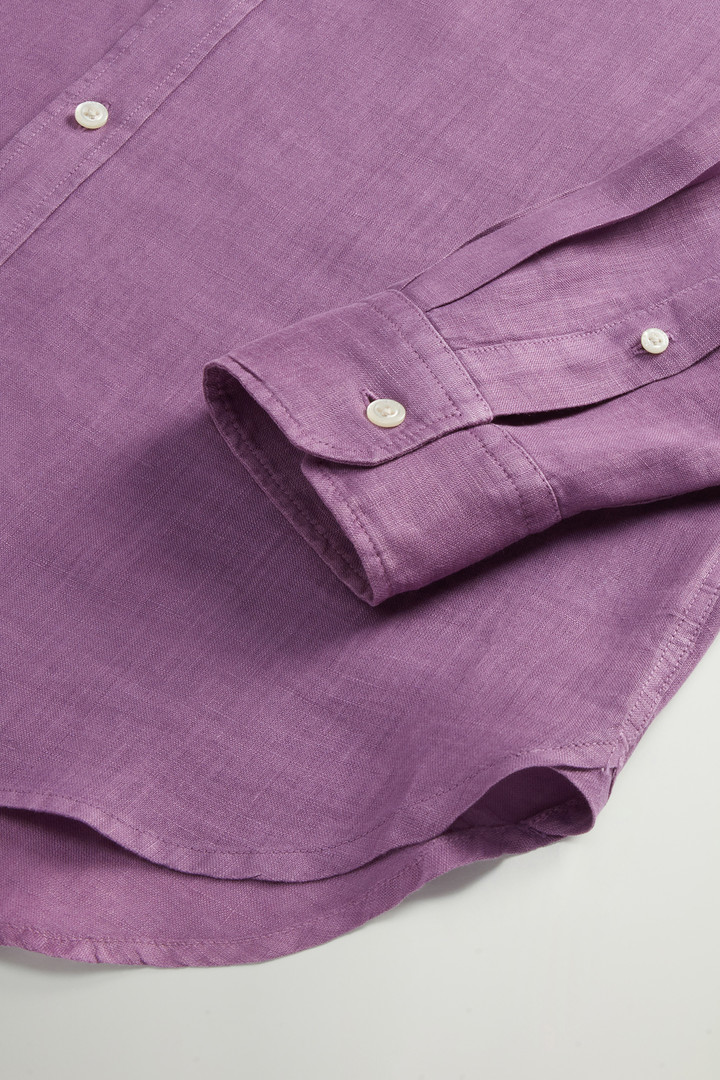 Garment-Dyed Pure Linen Shirt Purple photo 7 | Woolrich