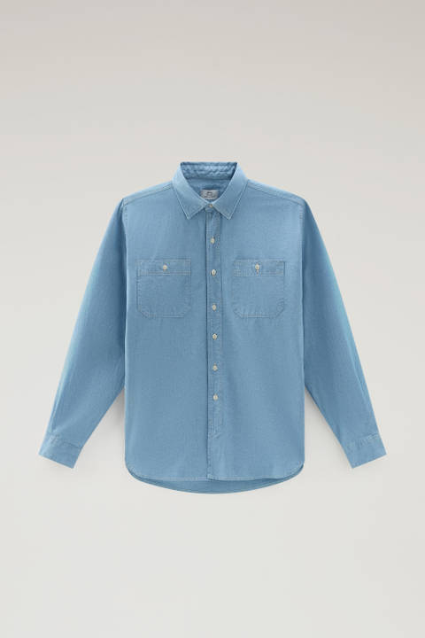 Chambray Shirt in Pure Cotton Blue photo 2 | Woolrich