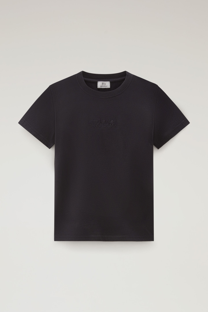 T-Shirt aus reiner Baumwolle mit aufgesticktem Logo Schwarz photo 5 | Woolrich
