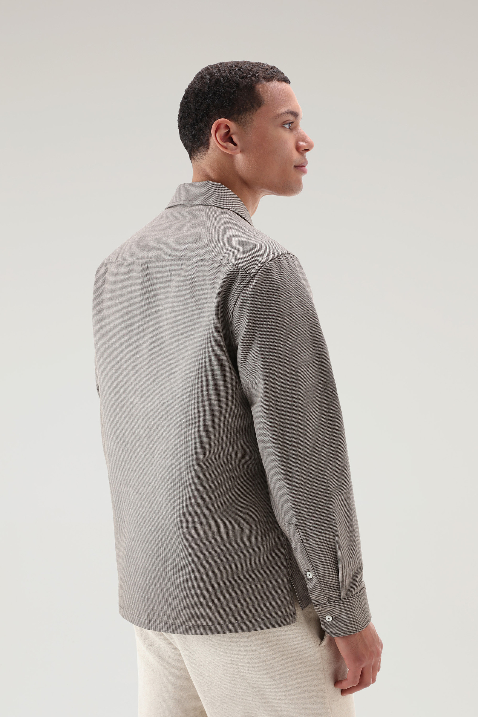 Giacca a camicia in misto cotone e lino marrone photo 3 | Woolrich