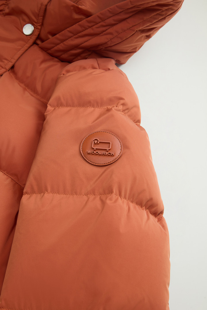 Hooded Alsea Down Jacket in Stretch Nylon Brown photo 7 | Woolrich