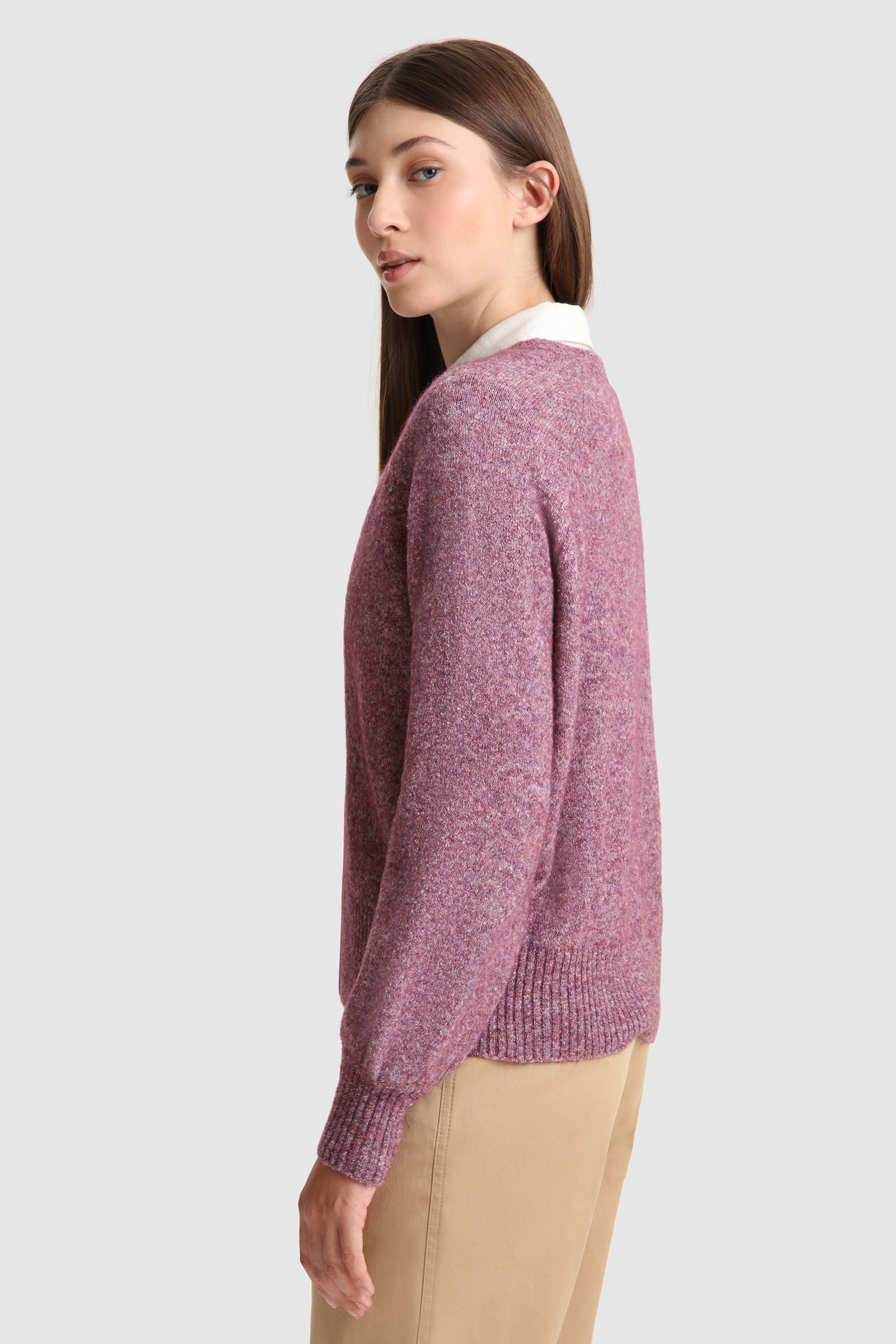 Stretch Henley Sweater in Wool Blend Violet photo 3 | Woolrich