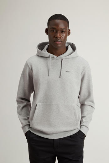 Hooded Sweatshirt in Cotton-Blend Interlock Gray | Woolrich