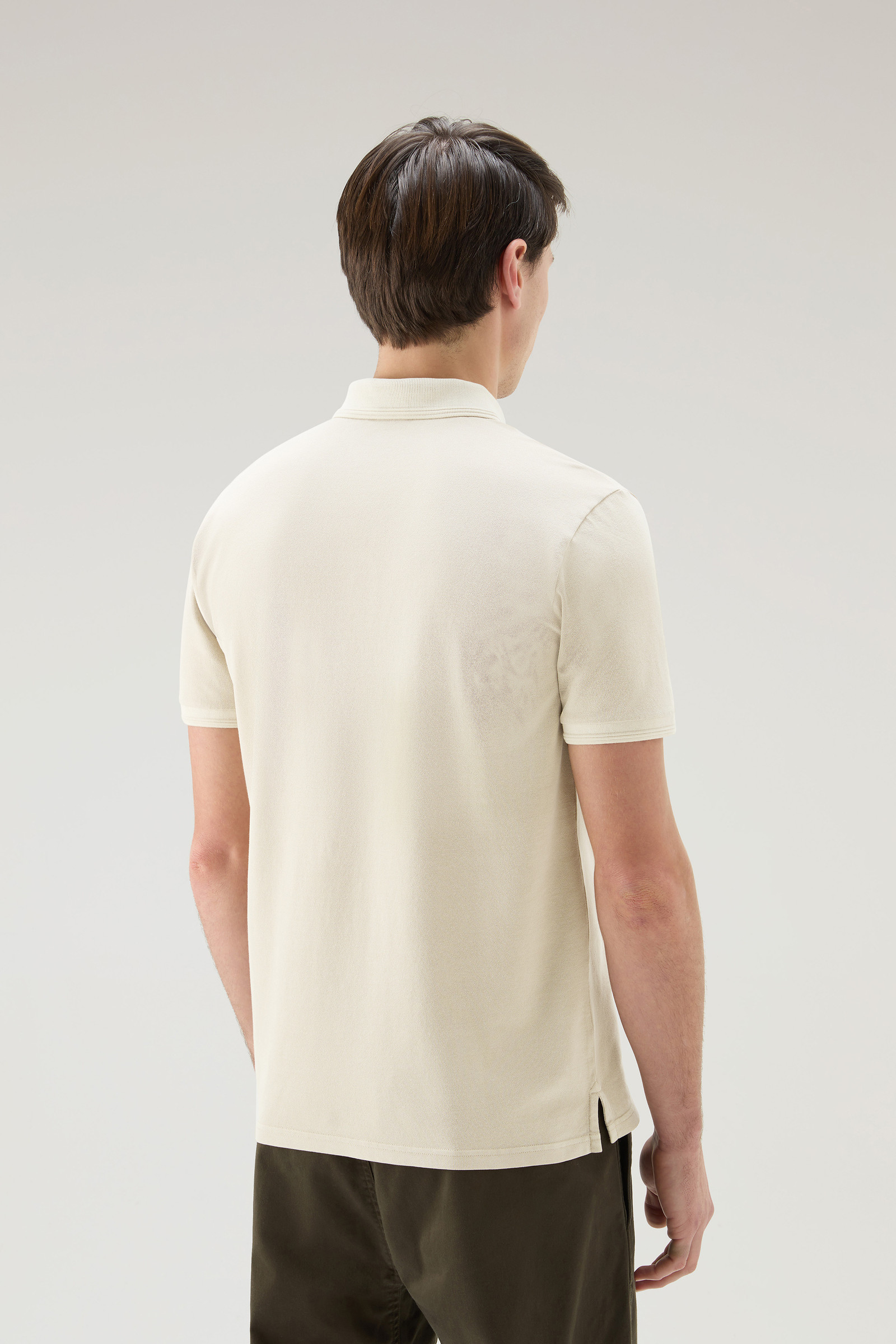 Mackinack Polo in Garment-Dye Stretch Cotton Piquet White photo 3 | Woolrich