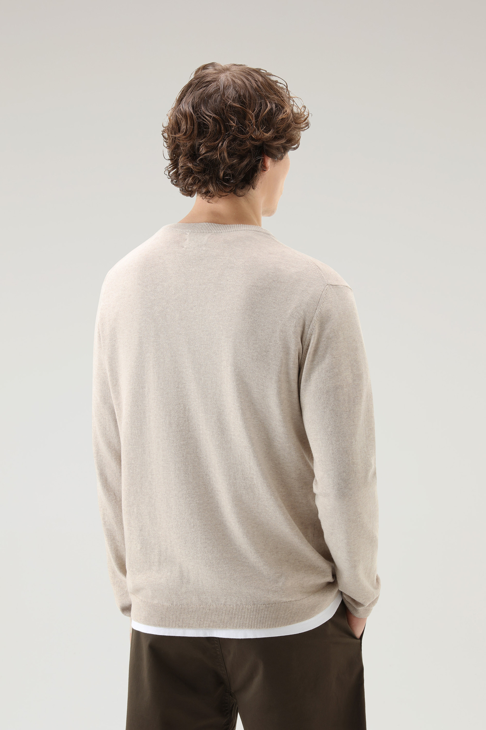 Maille à col ras-du-cou en pur coton beige photo 3 | Woolrich
