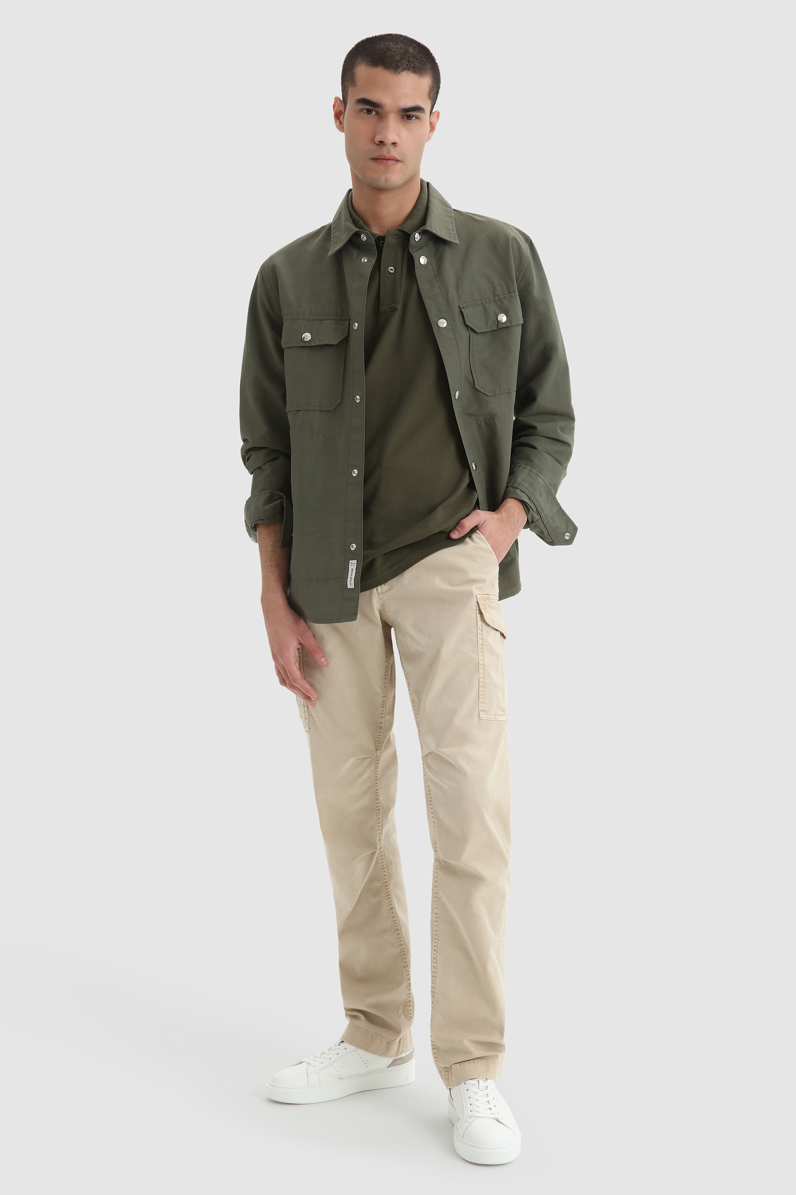 Polo Monterey en piqué de coton extensible vert photo 2 | Woolrich