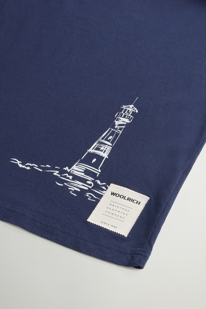 T-Shirt aus reiner Baumwolle mit Grafikprint Blau photo 7 | Woolrich