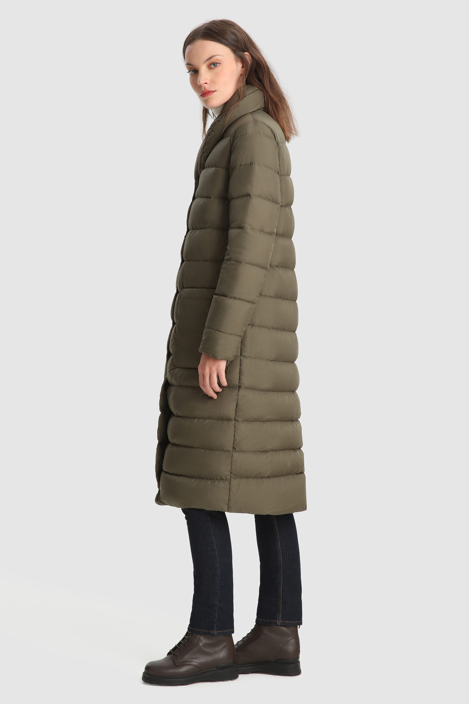Ellis long Coat with horizontal quilting