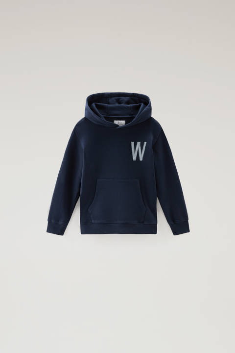 Boys' Pure Cotton Hoodie Blue | Woolrich