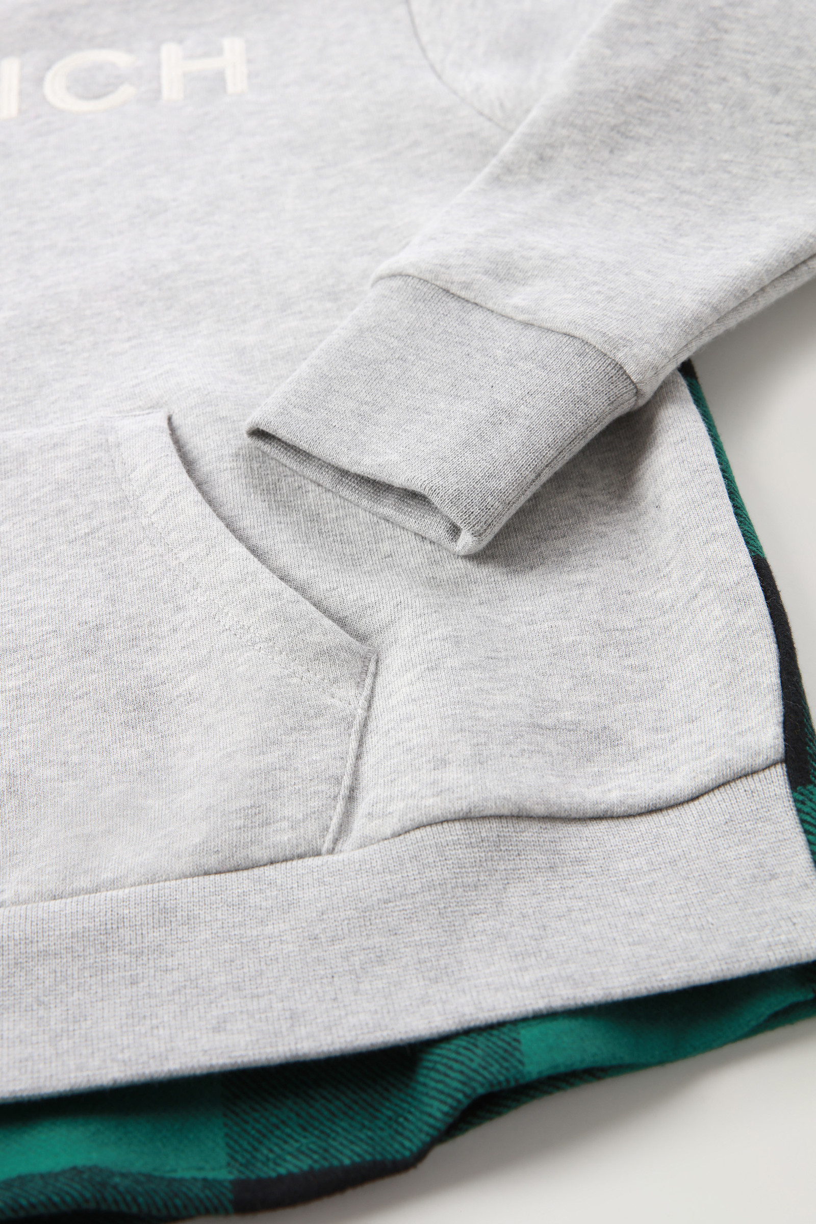 Boys' Logo Hoodie with Buffalo Check Back Green photo 4 | Woolrich
